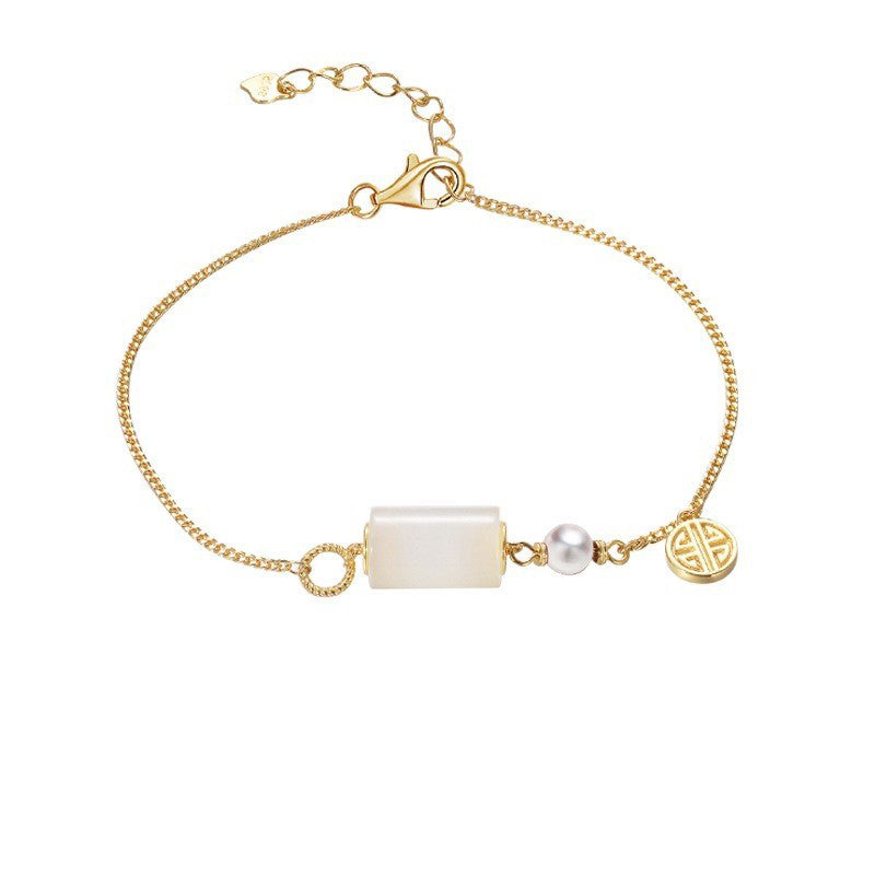 Geometric Jade Bracelet 925 Silver Elegant Jewelry