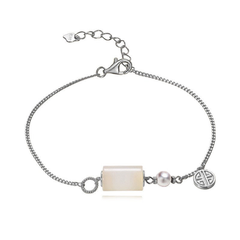 Geometric Jade Bracelet 925 Silver Elegant Jewelry