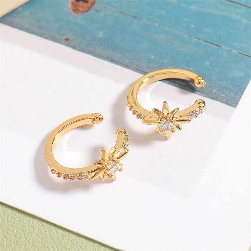 Geometric Light Luxury Gold-Plated Stainless Steel & Cubic Zirconia Hoop Earrings for Women