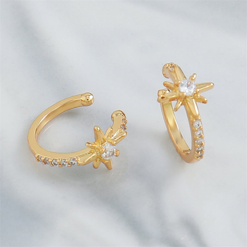 Geometric Light Luxury Gold-Plated Stainless Steel & Cubic Zirconia Hoop Earrings for Women