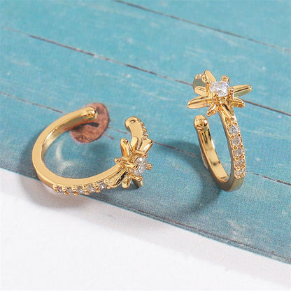 Geometric Light Luxury Gold-Plated Stainless Steel & Cubic Zirconia Hoop Earrings for Women