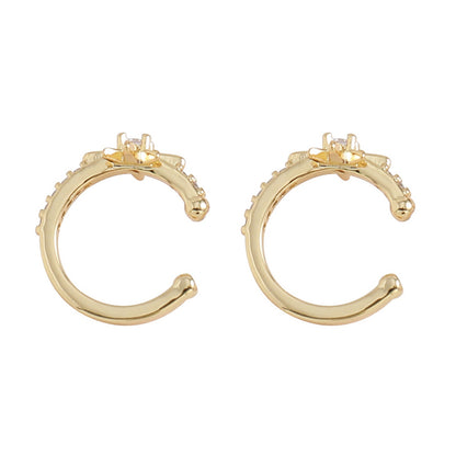 Geometric Light Luxury Gold-Plated Stainless Steel & Cubic Zirconia Hoop Earrings for Women