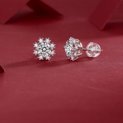 Geometric Snowflake Diamond Earrings for Women