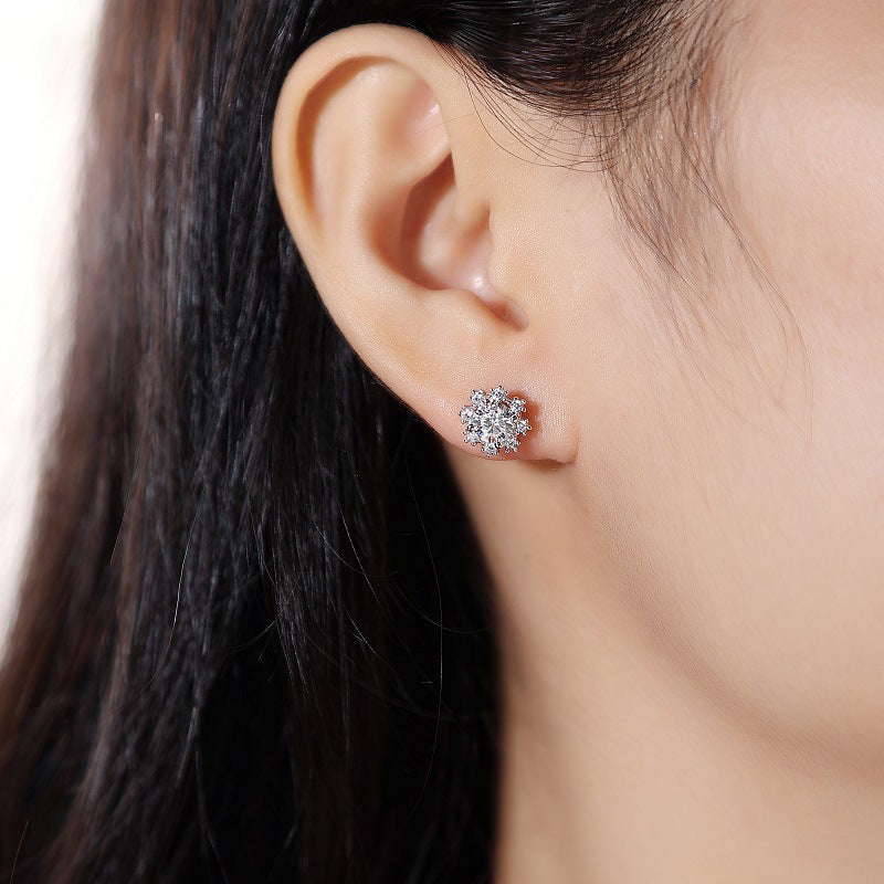 Geometric Snowflake Diamond Earrings for Women
