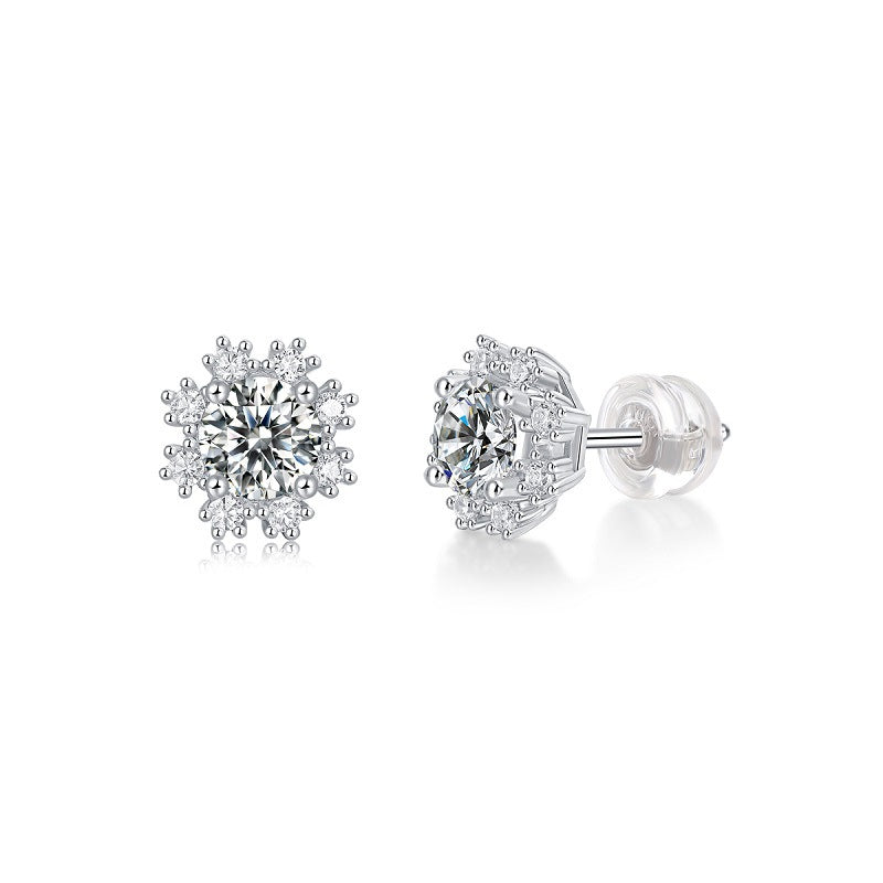 Geometric Snowflake Diamond Earrings for Women