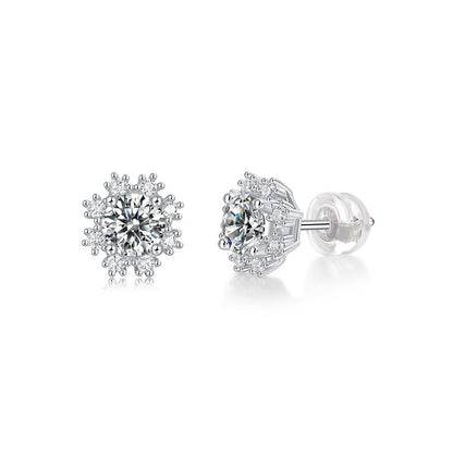 Geometric Snowflake Diamond Earrings for Women