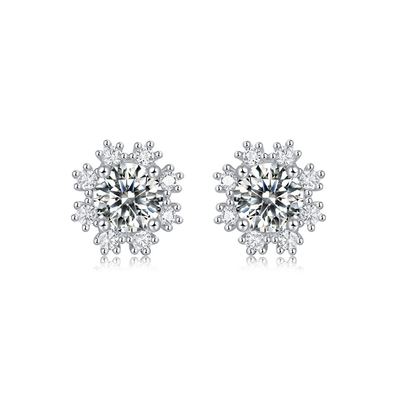 Geometric Snowflake Diamond Earrings for Women