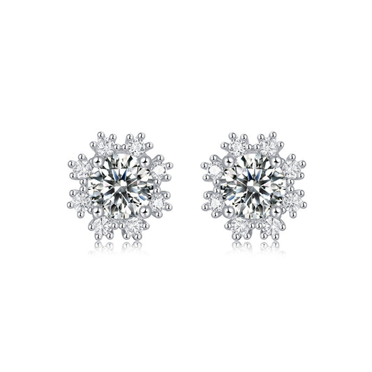 Geometric Snowflake Diamond Earrings for Women
