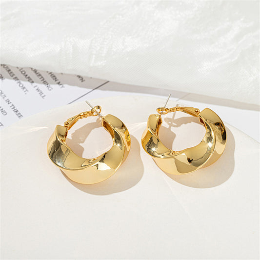 Geometric Statement Earrings in Gold & White Gold - Sweet & Edgy Bold Design for Women