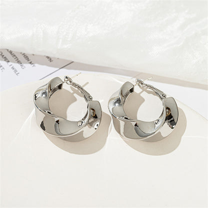 Geometric Statement Earrings in Gold & White Gold - Sweet & Edgy Bold Design for Women