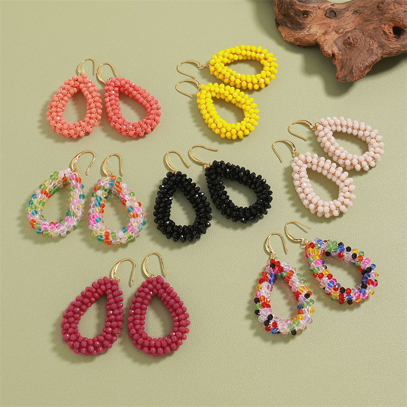 Geometric Teardrop Earrings in Multi-Color Options - Gold Plated Fashion Statement Jewelry for Women