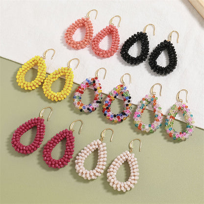 Geometric Teardrop Earrings in Multi-Color Options - Gold Plated Fashion Statement Jewelry for Women