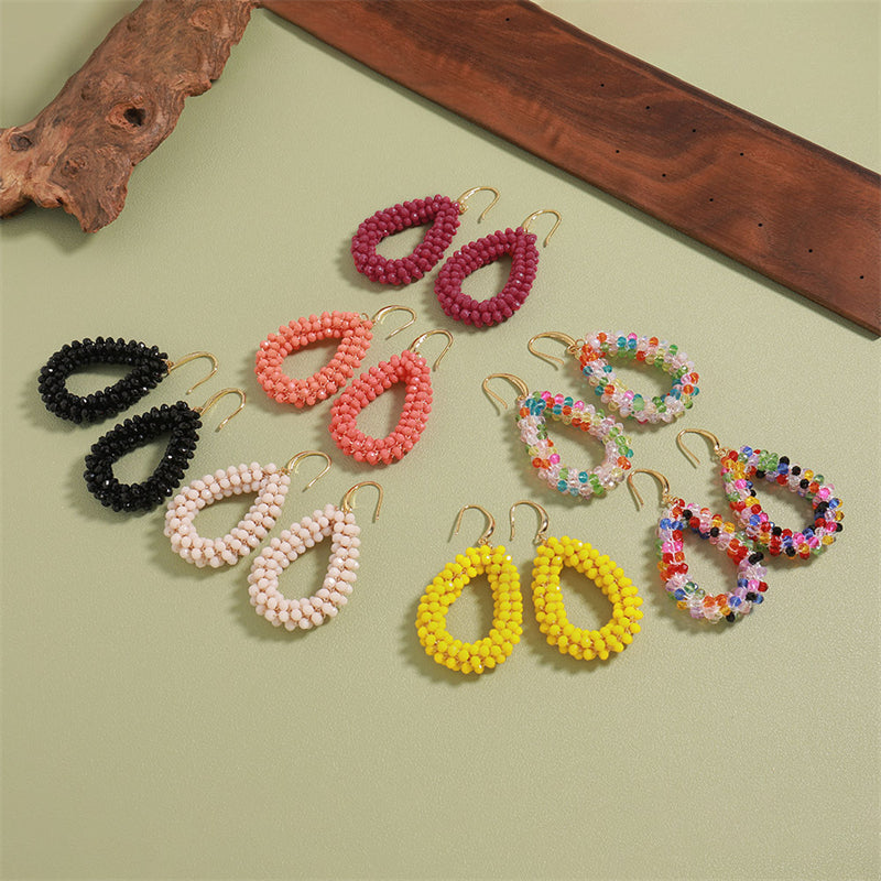 Geometric Teardrop Earrings in Multi-Color Options - Gold Plated Fashion Statement Jewelry for Women