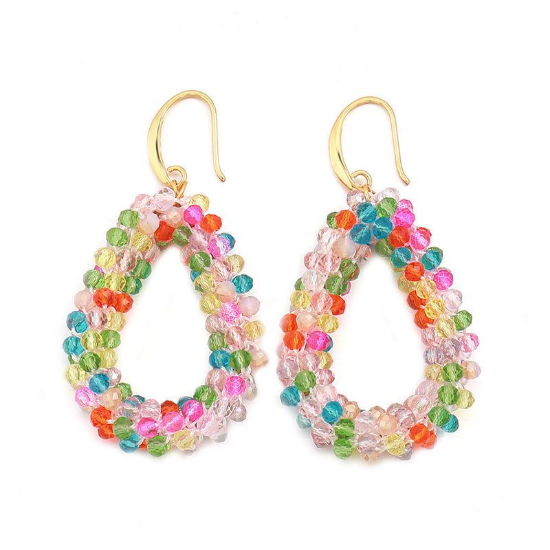 Geometric Teardrop Earrings in Multi-Color Options - Gold Plated Fashion Statement Jewelry for Women