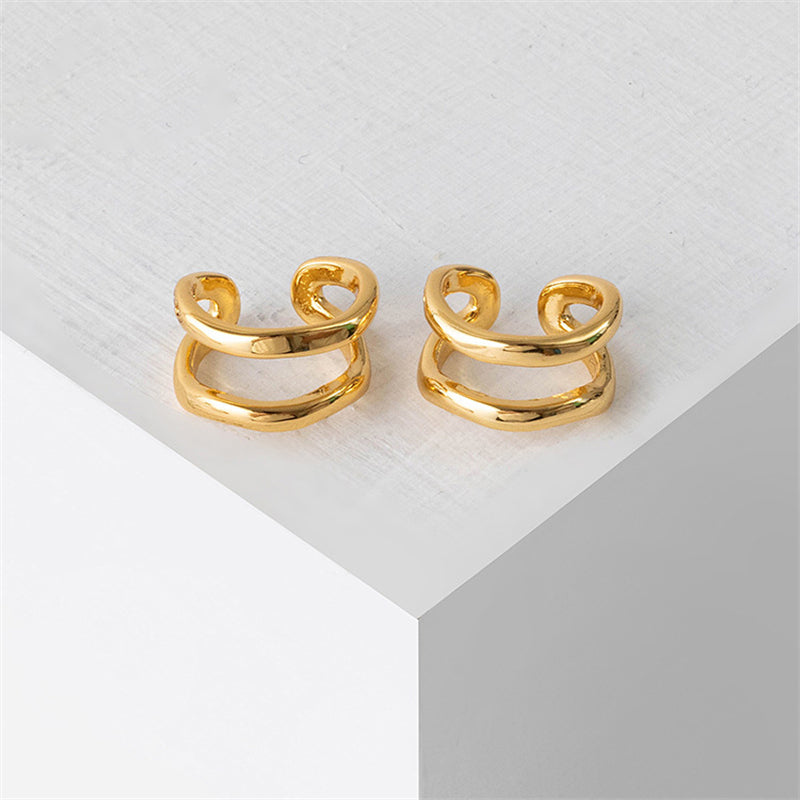 Geometric U-Shape Ear Cuffs in Gold Plated - Sweet & Edgy No-Piercing Ear Climbers for Women
