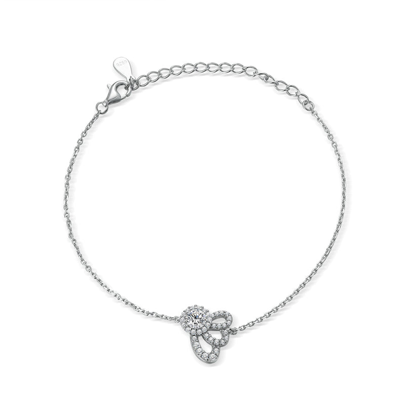 Geometric Wing Design 925 Silver Zirconia Bracelet - Contemporary European Jewelry
