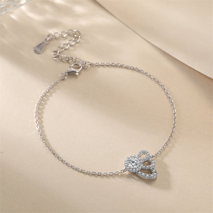 Geometric Wing Design 925 Silver Zirconia Bracelet - Contemporary European Jewelry