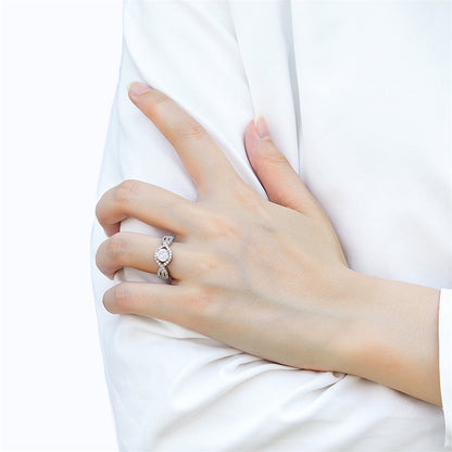 Geometric Zircon Statement Ring - 925 Sterling Silver Modern Minimalist Jewelry for Women