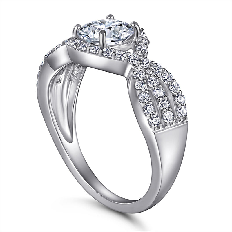 Geometric Zircon Statement Ring - 925 Sterling Silver Modern Minimalist Jewelry for Women