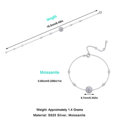 Glamorous Round Moissanite Bracelet for Office and Commuting