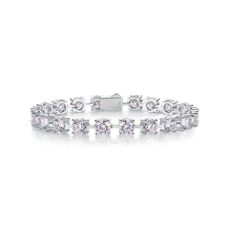 Glamorous Women's Silver Bracelet with Square Moissanite for Office Wear