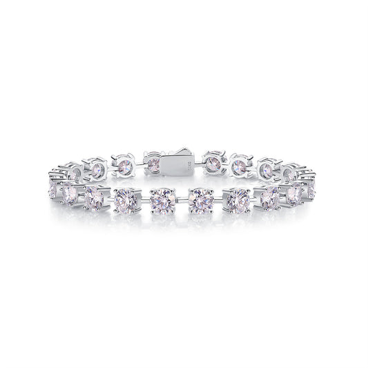 Glamorous Women's Silver Bracelet with Square Moissanite for Office Wear