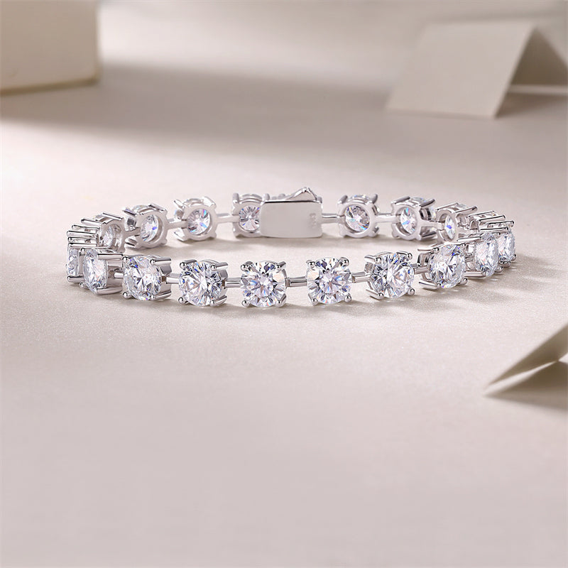 Glamorous Women's Silver Bracelet with Square Moissanite for Office Wear
