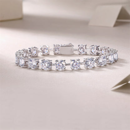 Glamorous Women's Silver Bracelet with Square Moissanite for Office Wear