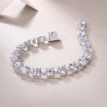 Glamorous Women's Silver Bracelet with Square Moissanite for Office Wear