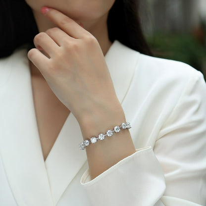 Glamorous Women's Silver Bracelet with Square Moissanite for Office Wear