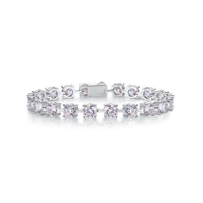 Glamorous Women's Silver Bracelet with Square Moissanite for Office Wear
