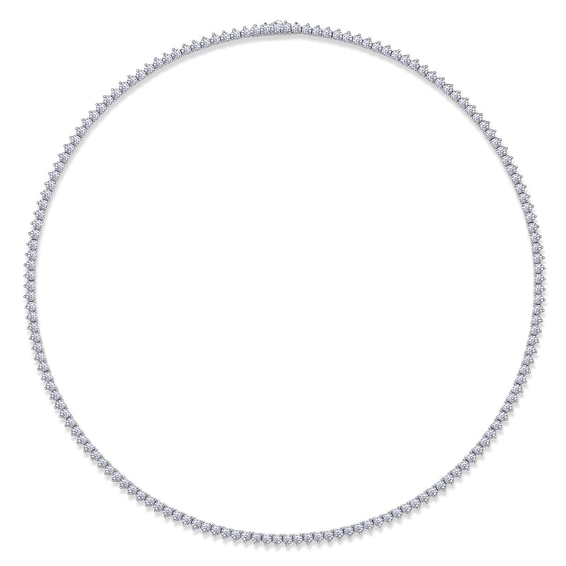 Glamorous Women's Silver Necklace with Round Moissanite Pendant