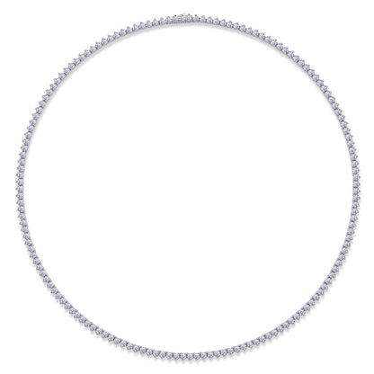 Glamorous Women's Silver Necklace with Round Moissanite Pendant
