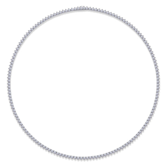 Glamorous Women's Silver Necklace with Round Moissanite Pendant