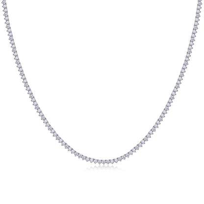 Glamorous Women's Silver Necklace with Round Moissanite Pendant