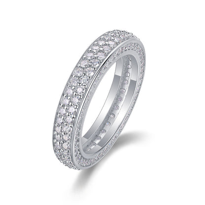 Glimmering Silver Ring with Moissanite