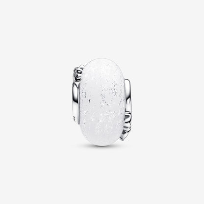 Glittery White Murano Glass Mom & Love Charm