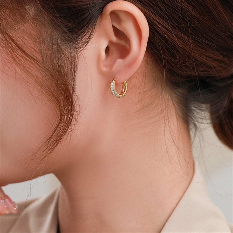 Gold & Rhodium Plated Geometric Hoop Earrings - Light Luxury Everyday Style