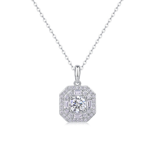 Graceful Geometric Pendant Necklace in Sterling Silver