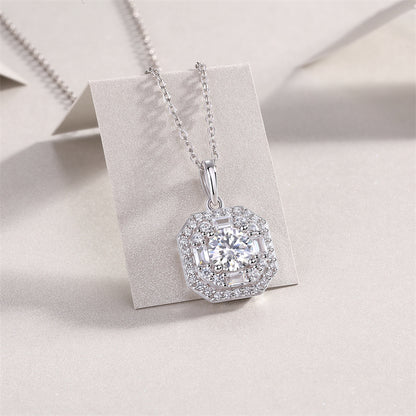 Graceful Geometric Pendant Necklace in Sterling Silver