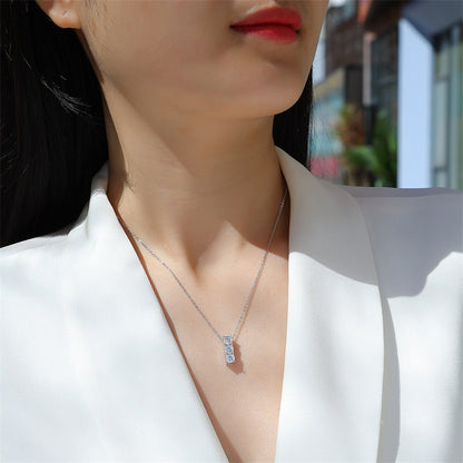 Graceful Rectangular Pendant Necklace in Sterling Silver