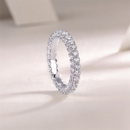 Graceful Silver Ring with Mixed Moissanite Stones
