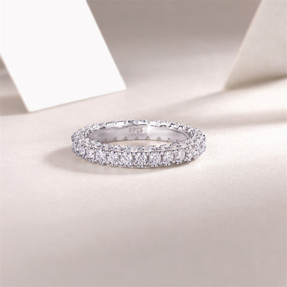 Graceful Silver Ring with Mixed Moissanite Stones