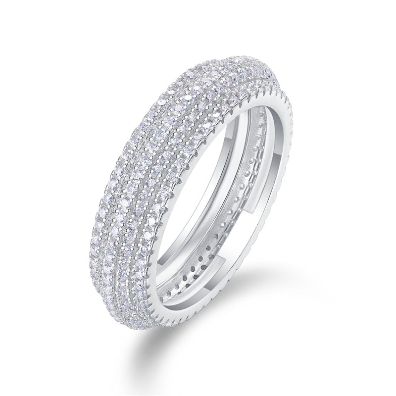 Graceful Silver Ring with Round Moissanite Stones