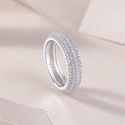 Graceful Silver Ring with Round Moissanite Stones