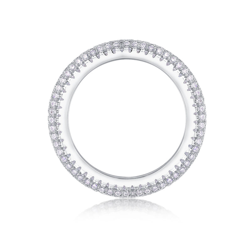 Graceful Silver Ring with Round Moissanite Stones