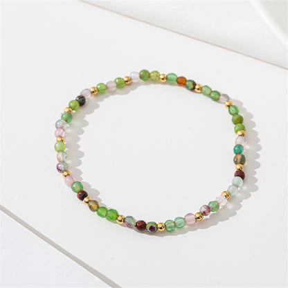 Handmade Agate & Natural Stone Geometric Circle Bracelet - 16cm Bohemian Ethnic Style Vintage Women's Jewelry