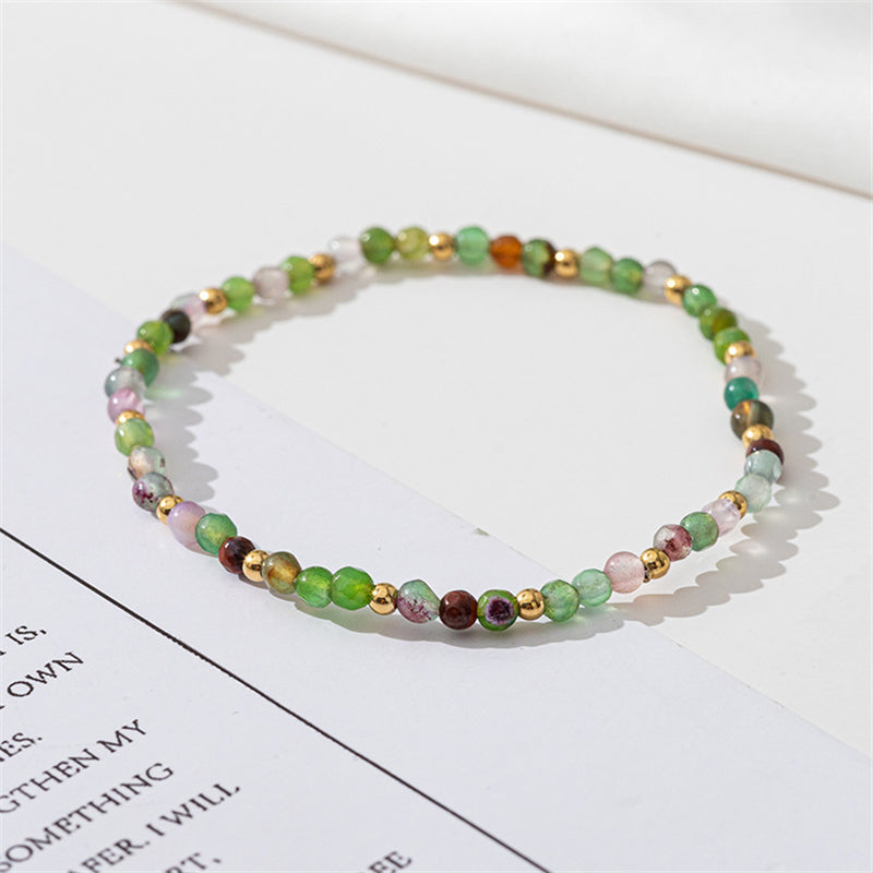 Handmade Agate & Natural Stone Geometric Circle Bracelet - 16cm Bohemian Ethnic Style Vintage Women's Jewelry
