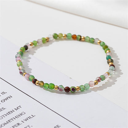 Handmade Agate & Natural Stone Geometric Circle Bracelet - 16cm Bohemian Ethnic Style Vintage Women's Jewelry