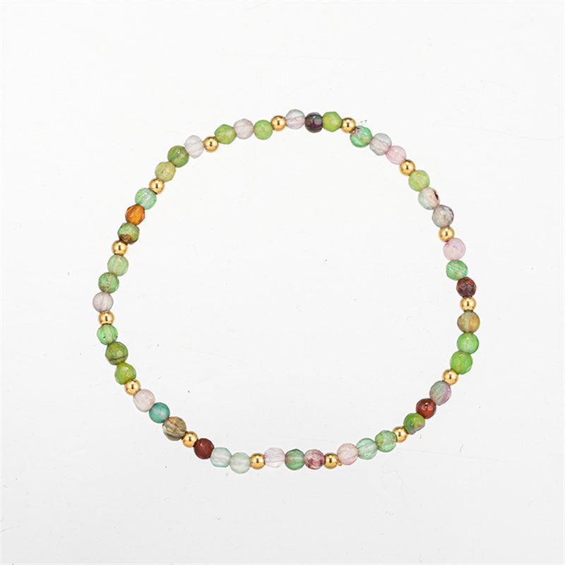 Handmade Agate & Natural Stone Geometric Circle Bracelet - 16cm Bohemian Ethnic Style Vintage Women's Jewelry